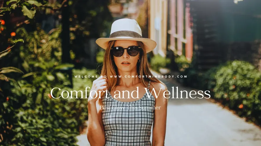 Summer Glow Up Routine: Simple Lifestyle, Skincare, Food, Sleep, and Self-Care Habits 2 Woman in sunglasses and a hat for a summer glow up routine guide