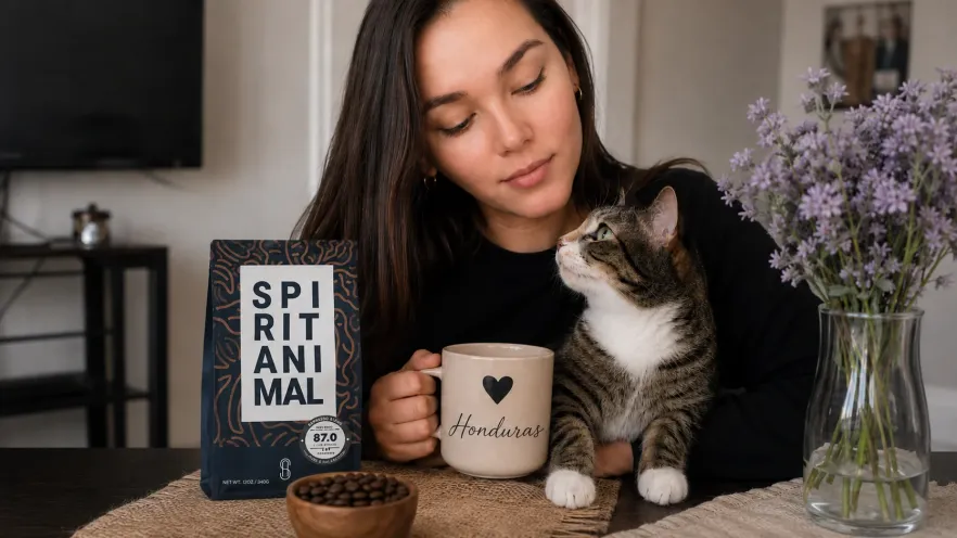Small Batch Coffee From Honduras You'll Fall In Love With 2 Woman holding a coffee mug beside Spirit Animal small batch coffee from Honduras
